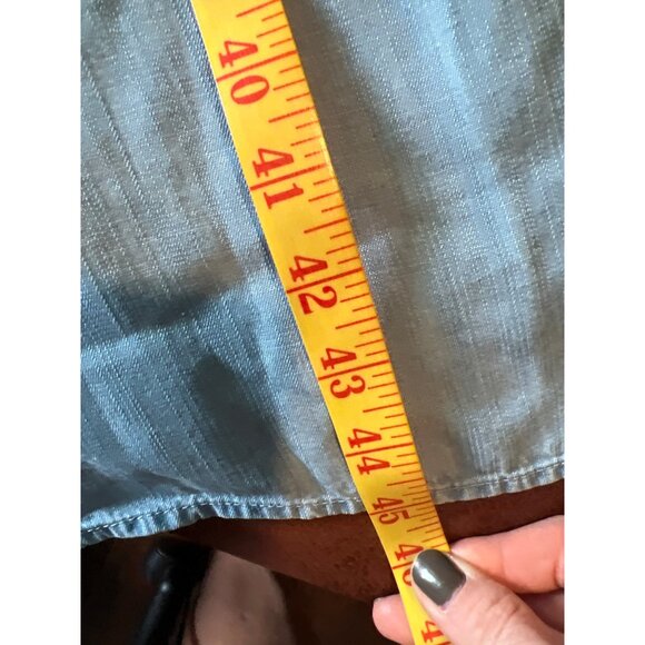 Cloth & Stone XS Blue Chambray Midi Dress W/ Pockets & Belt Summer Beach Date - Picture 5 of 8